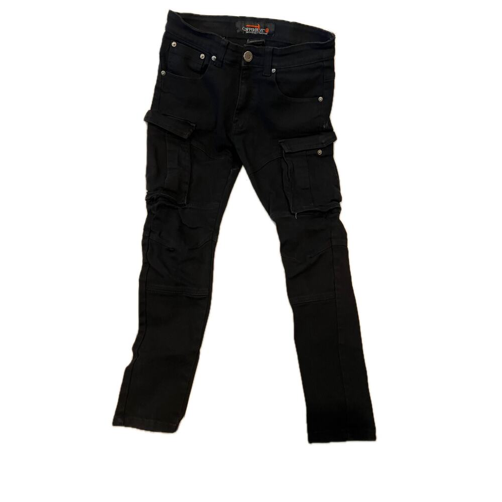 Copper Rivet Cargo Pocket Distressed Jeans Mens 30x30